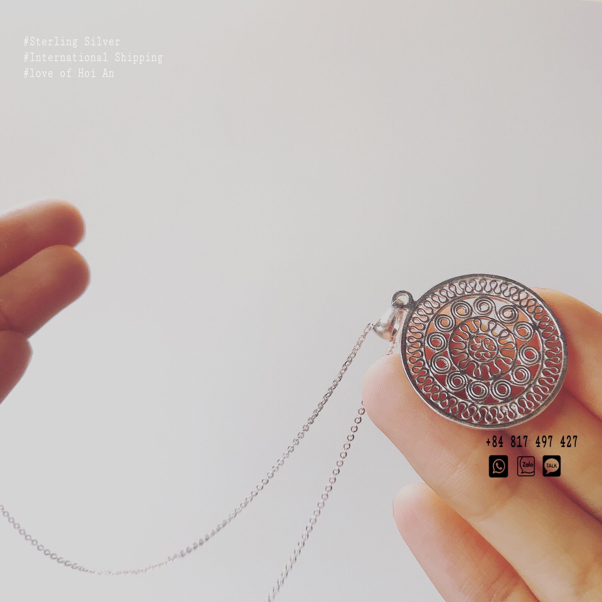 Day chuyen trong dong - drum necklace SILVER- handmade Silver