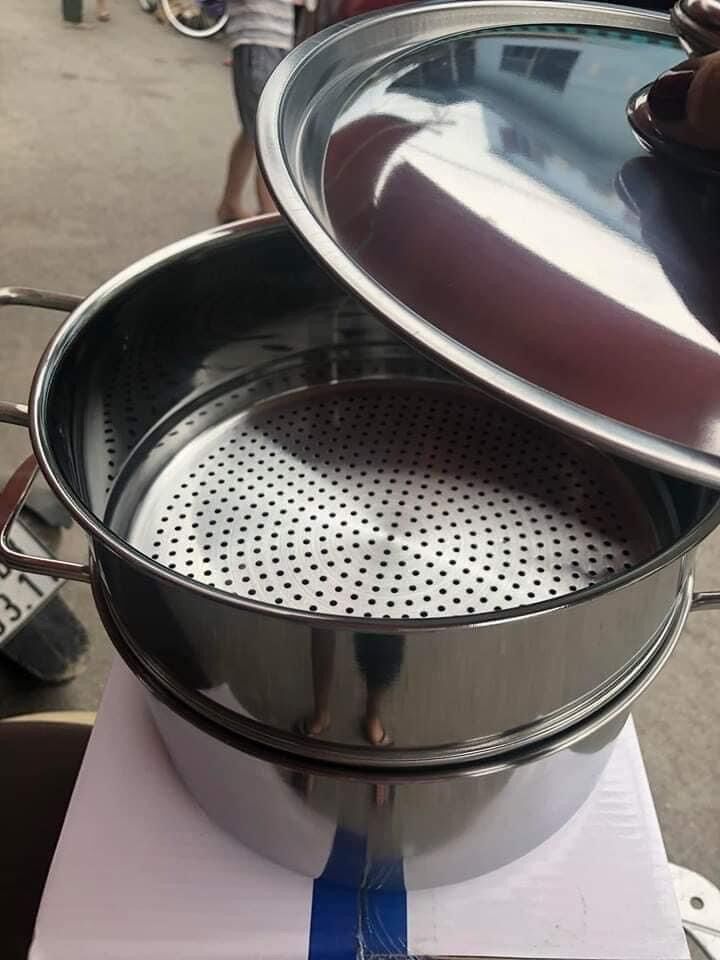 nồi hấp 2 tầng  DÀY 1.5 đáy  inox Đông Á 24cm
