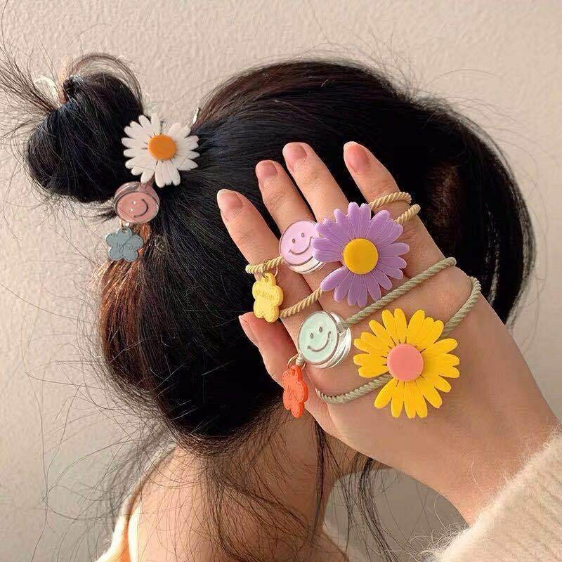 Dây cột tóc hoa cúc phong cách Hàn Quốc