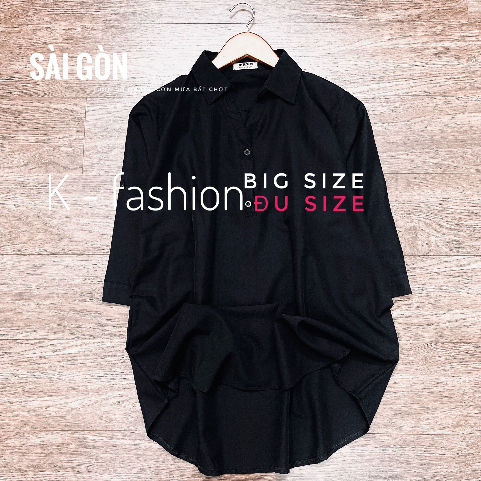 BIG SIZE - ĐỦ SIZE - ÁO SƠ MI ĐEN - vải mát form rộng