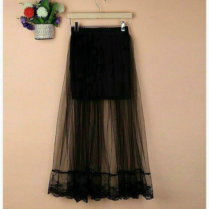 Chân váy lưới lai viền ren đẹp from 53kg trở lại