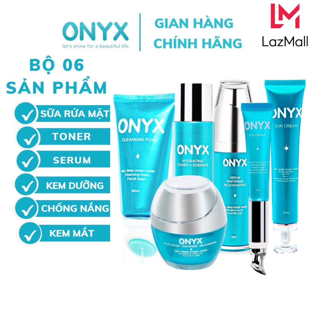 Bộ 6 sản phẩm onyx giúp da căng mịn trẻ hóa sáng da đều màu | onyx bảo thy