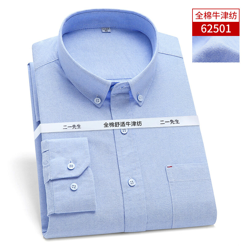 Áo Sơ Mi Dài Tay Vải Oxford Cotton Mùa Thu Trang Phục Đi Làm Công Sở Thường Ngày Công Sở Màu Trắng Cho Nam Áo Sơ Mi Cỡ Lớn Màu Trơn Cho Nam