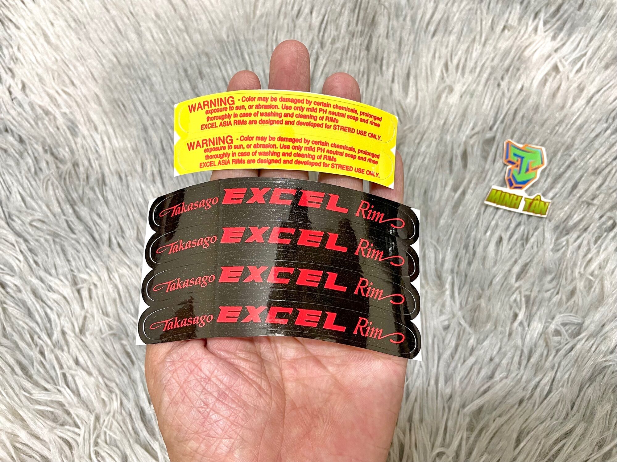 Bộ 6 tem Excel Rim nền đen (gồm 4 tem Excel + 2 tem Warning)