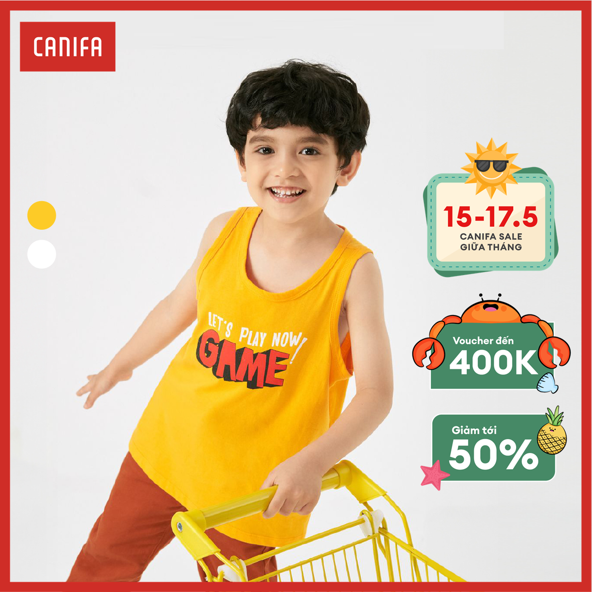 Áo ba lỗ bé trai canifa áo ba lỗ bé trai in hình chất liệu 100% cotton usa mang lại cảm giác thoáng mát thoải mái 2ta22s019