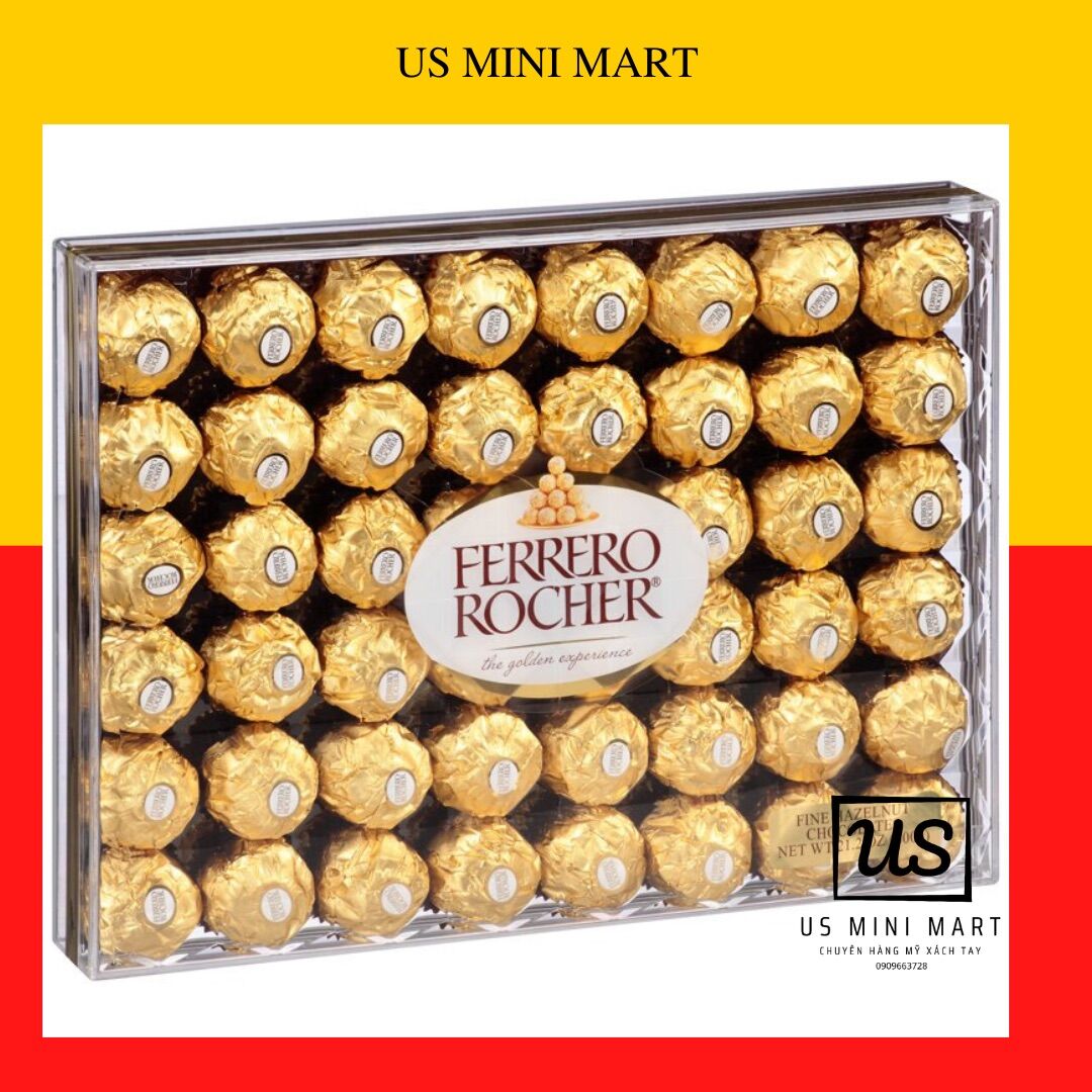 Socola Ferrero Rocher siêu cấp,nhân kem hạt dẻ,hộp 48viên,600g