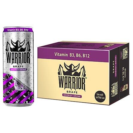 Thùng 24 Lon nước tăng lực Warrior nho lon 330 ml