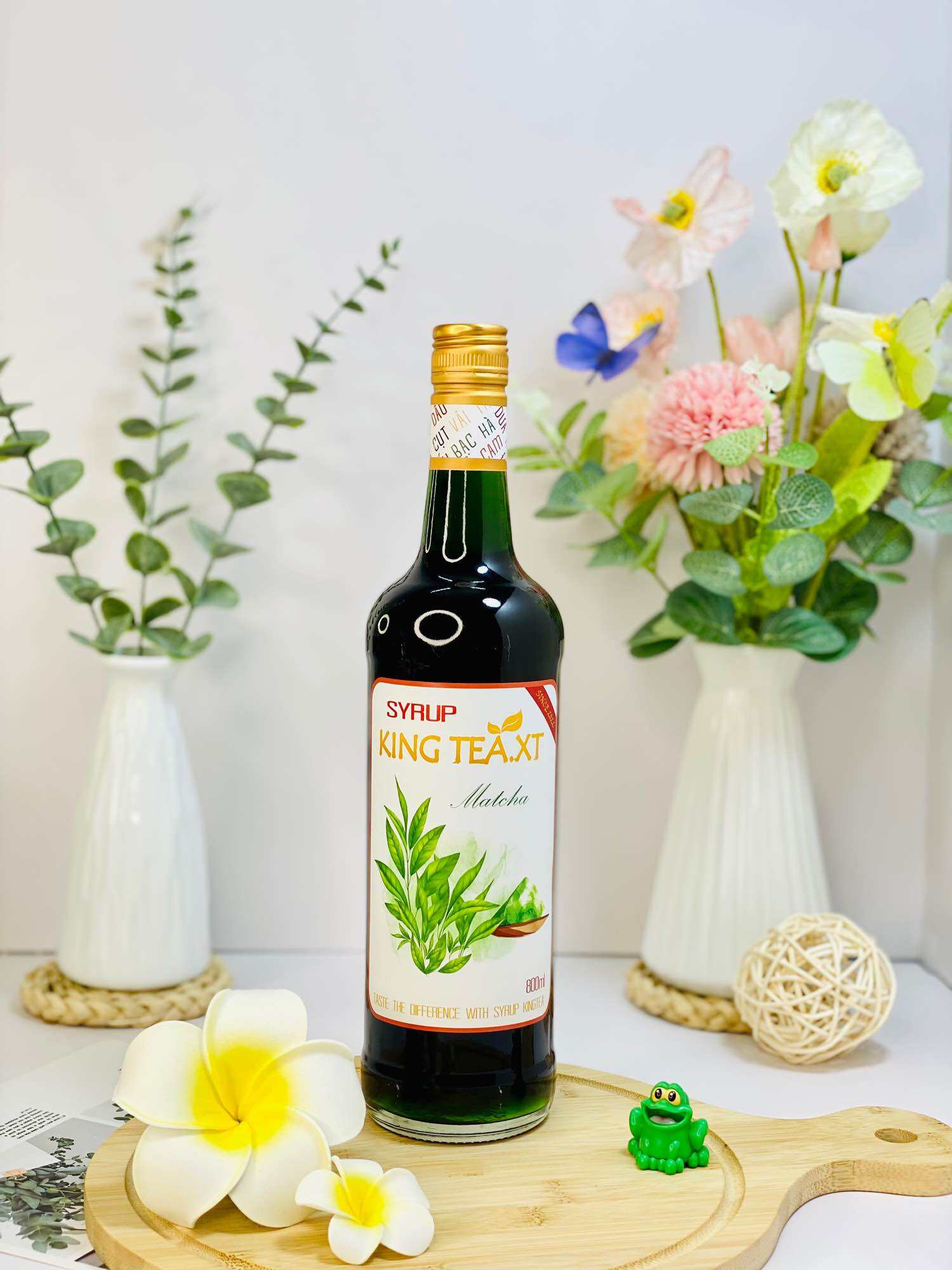 Syrup MATCHA TRÀ XANH Pha Chế( Syrup Matcha Green Tea) KINGTEA.XT- Chai Thủy Tinh 800ml