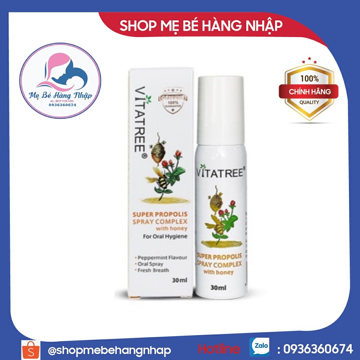 Xịt keo ong Úc Vitatree 30ml