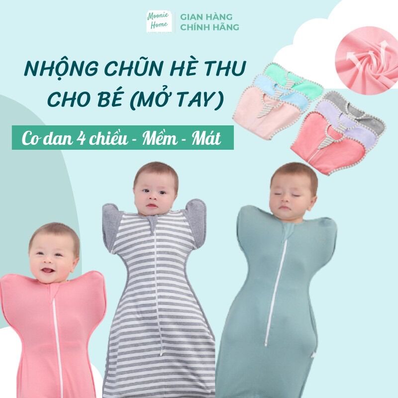 Nhộng chũn cho bé/Túi ngủ trẻ em cao cấp Moonie (Khóa kéo 2 chiều) Giúp bé ngủ ngon, giảm giật mình