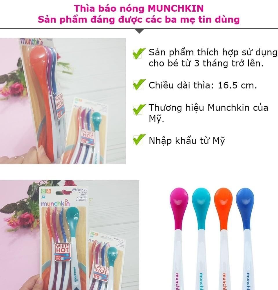 Thìa mềm ăn dặm báo nóng Munchkin Mỹ