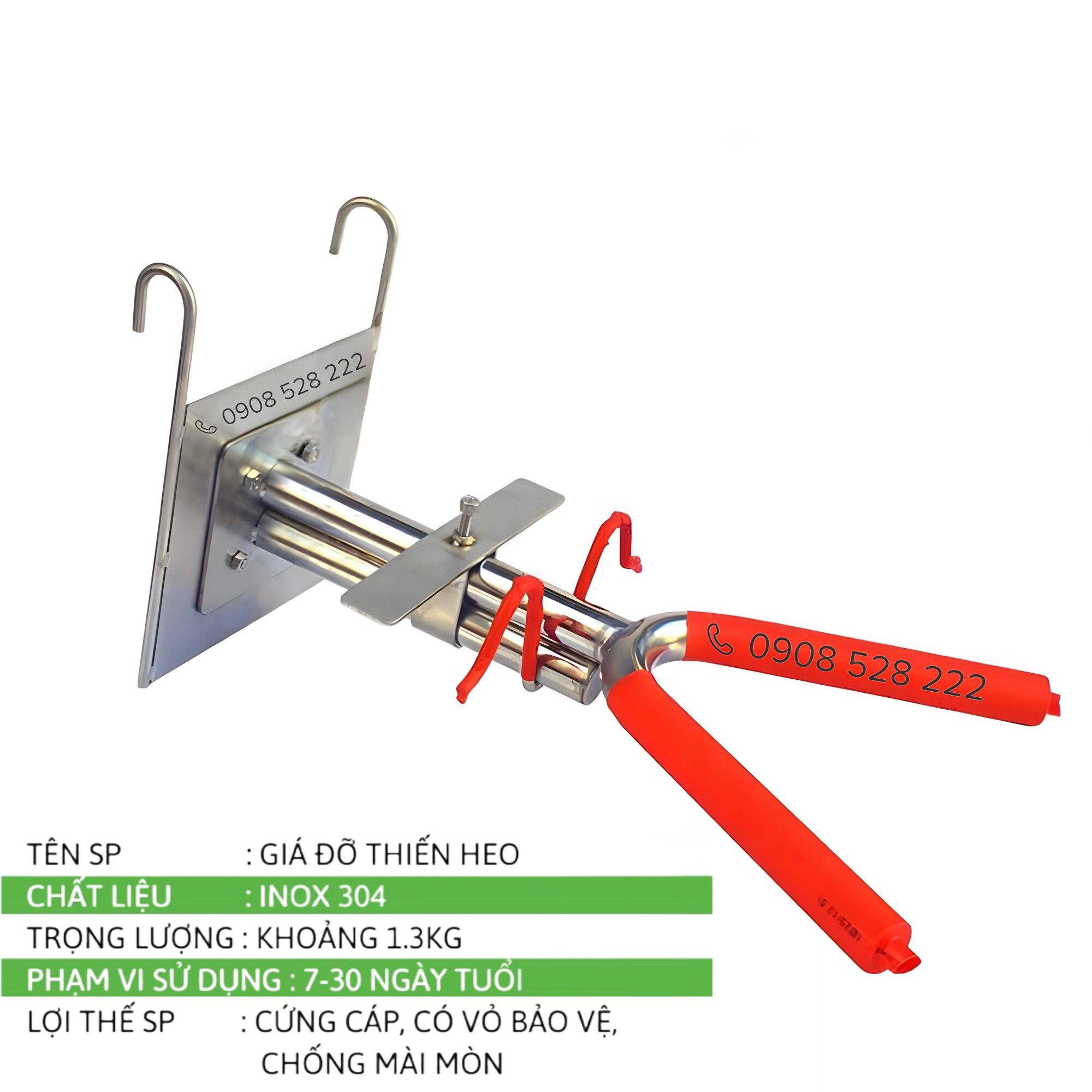 Giá thiến heo con, đỡ lợn con bằng inox 304