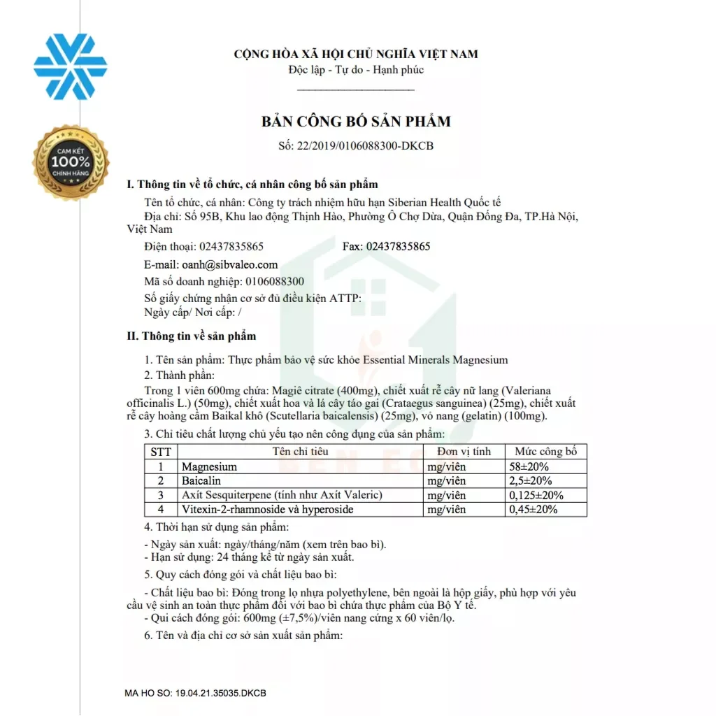 ( Hỗ trợ giảm căng thẳng thần kinh,ngủ ngon. ) Thực phẩm bảo vệ sức khỏe mg