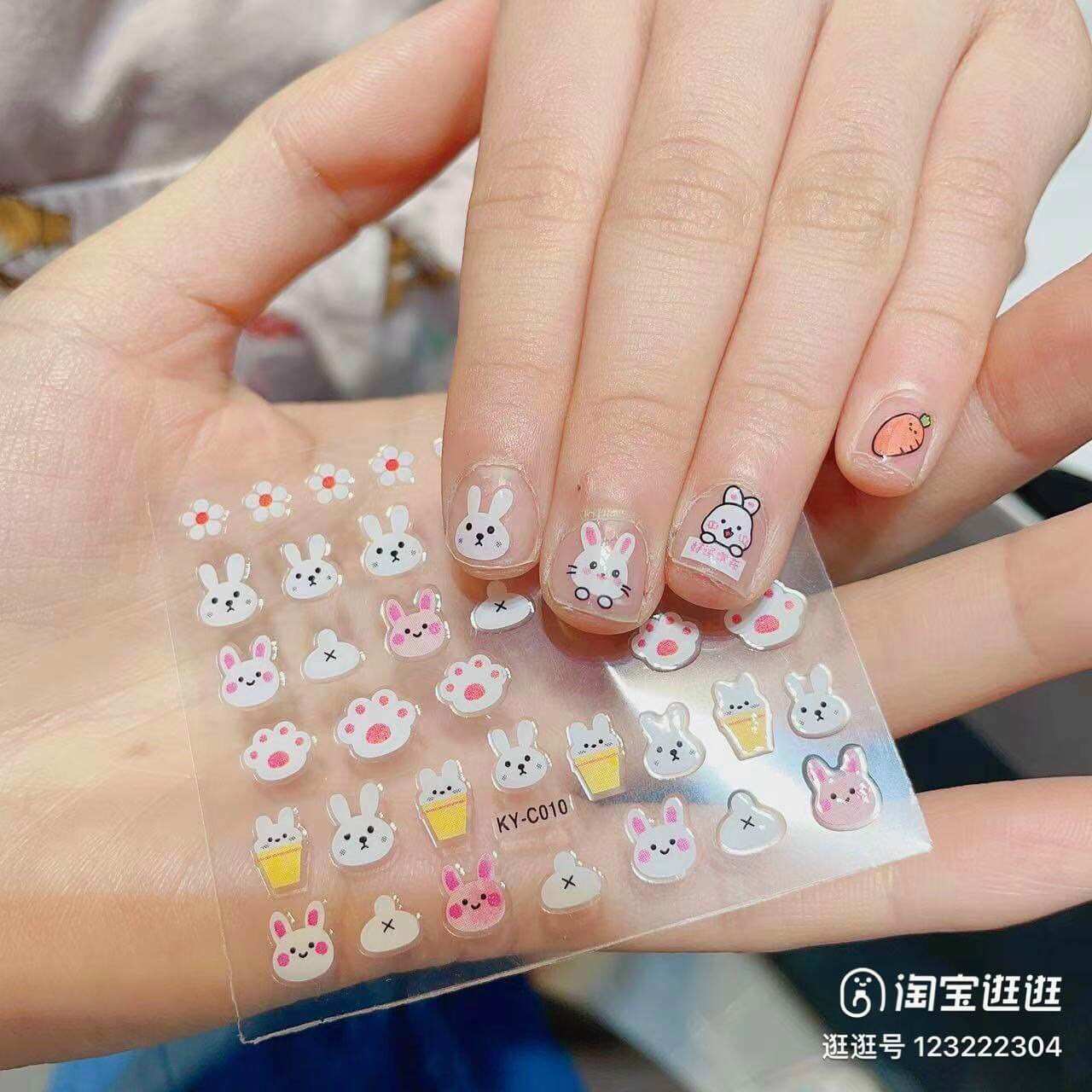 Set 10 vỉ sticker dán móng dễ thương cho bé, sticker dán trang trí móng