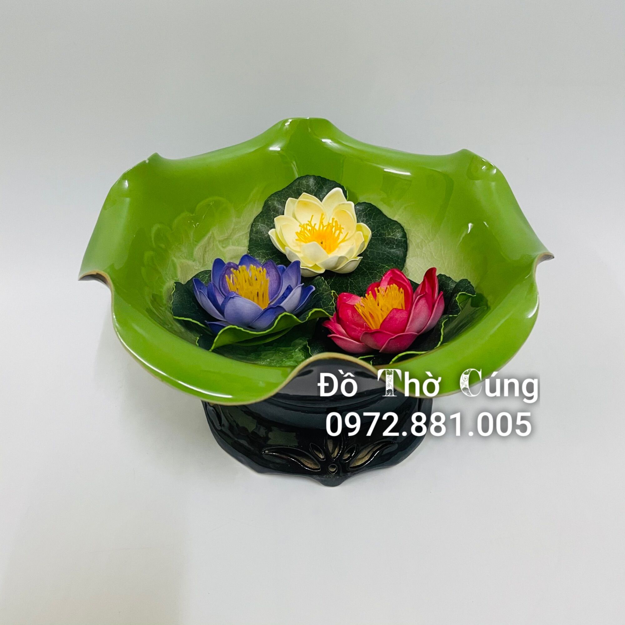 Bát thả hoa hình lá sen màu XANH LÁ