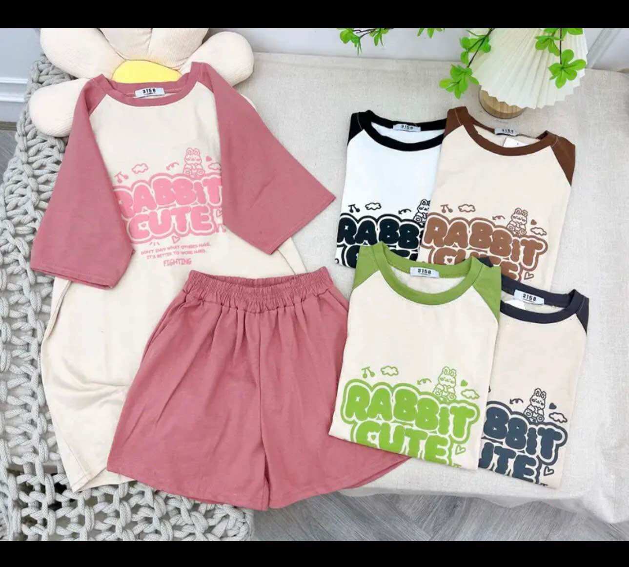 Set bộ đùi chất cotton su form rộng tay lỡ - raplang cuti
