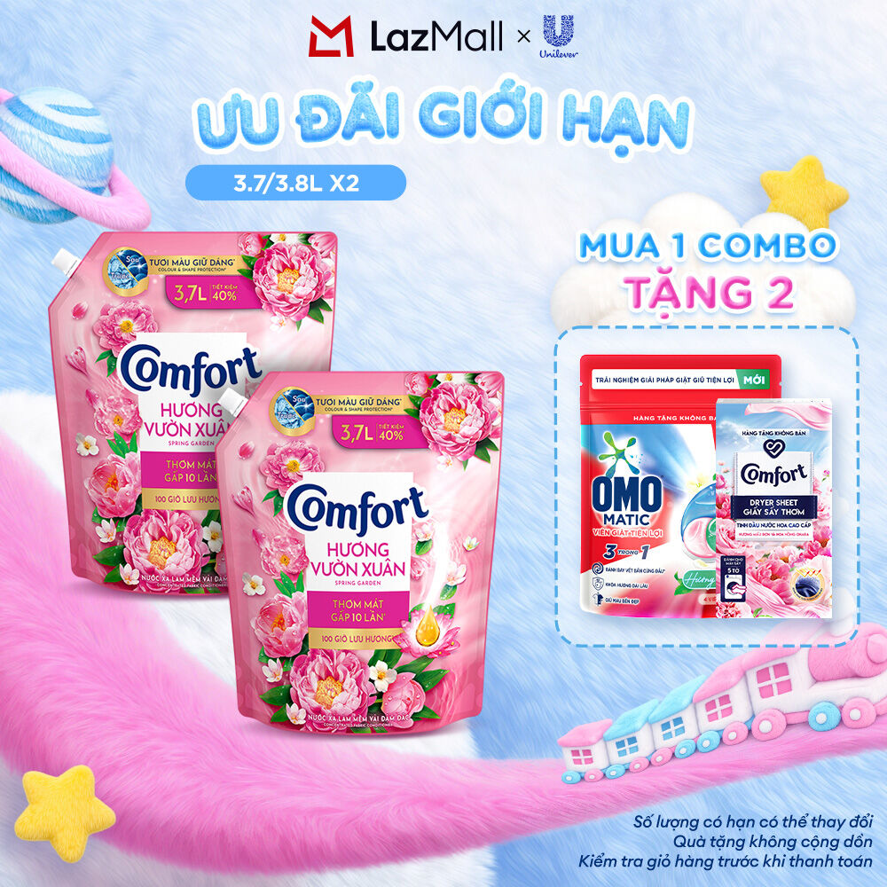 (Livestream) - Combo 2 túi nước xả vải Comfort Thiên nhiên/Chuyên sâu túi 3.7/3.8L (bao bì tùy lô nhập hàng)