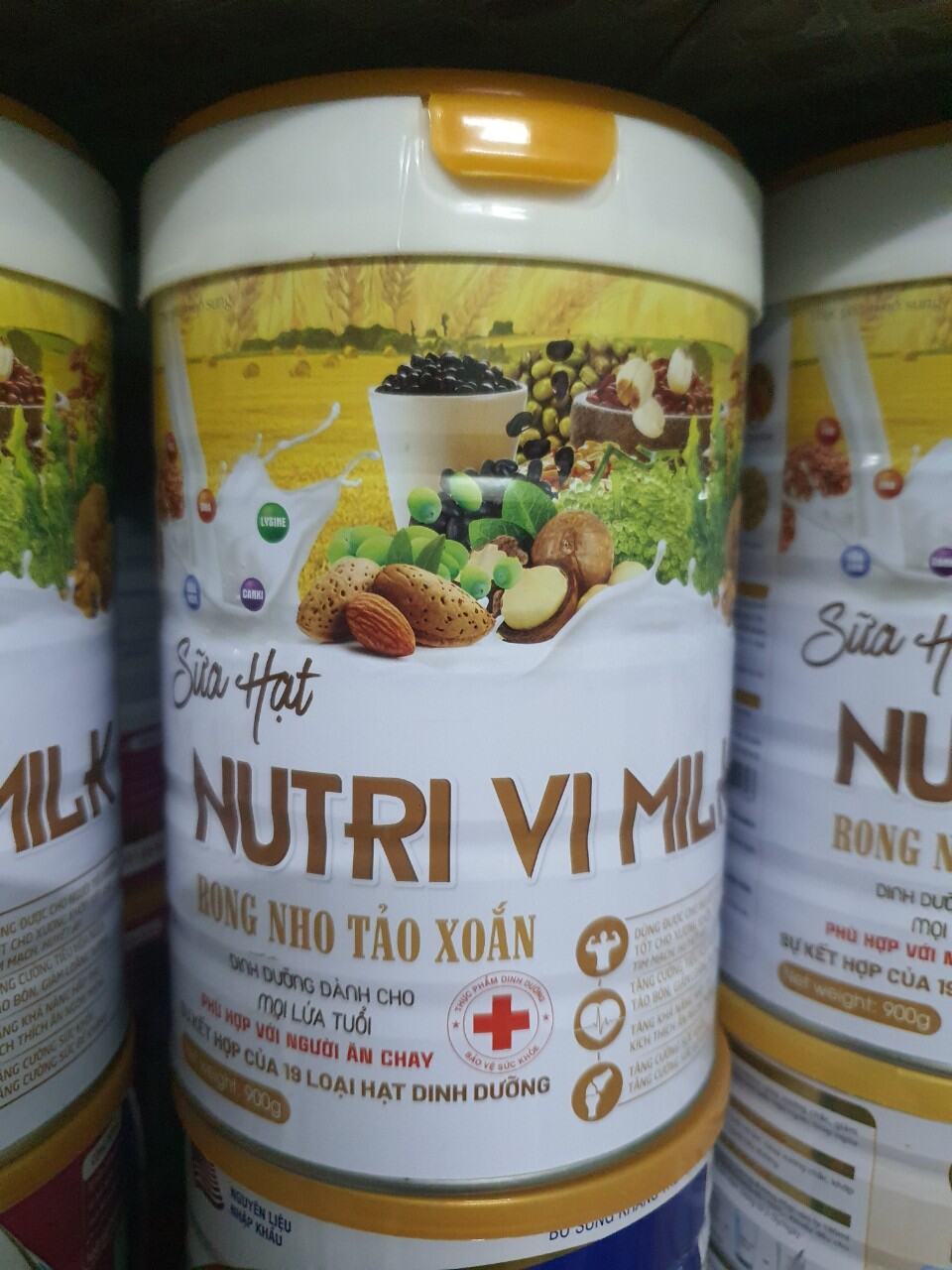 Sữa hạt Nutri Vi Milk 900g_ rong nho tảo xoắn có thể dùng cho người tiểu đường và người ăn chay