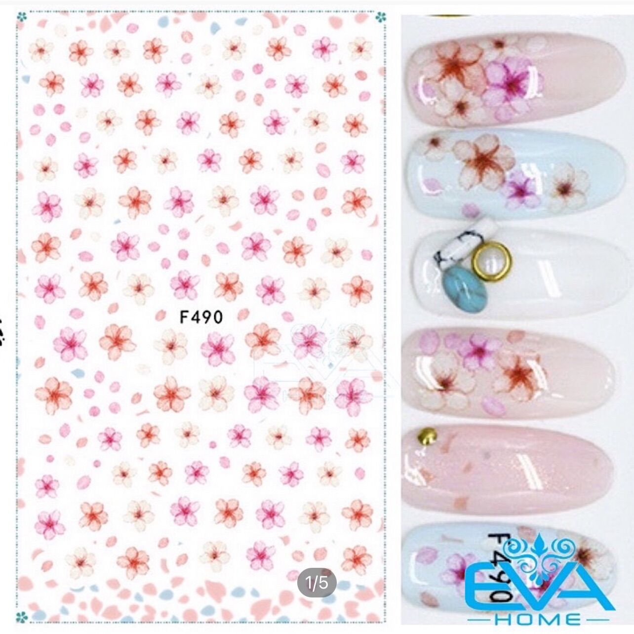 [HCM]Miếng Dán Móng Tay 3D Nail Sticker Tráng Trí Hoạ Tiết Bông Hoa F490
