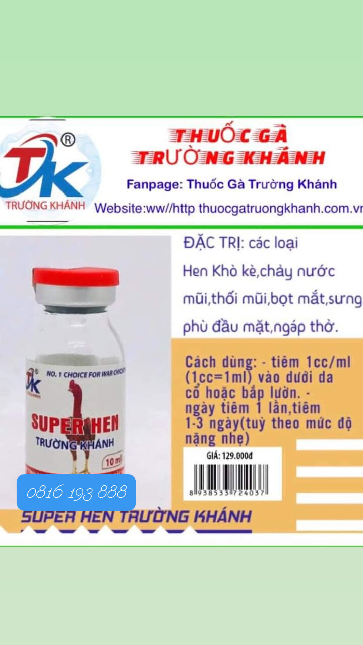 Thuốc hen trường khánh cho gà đá