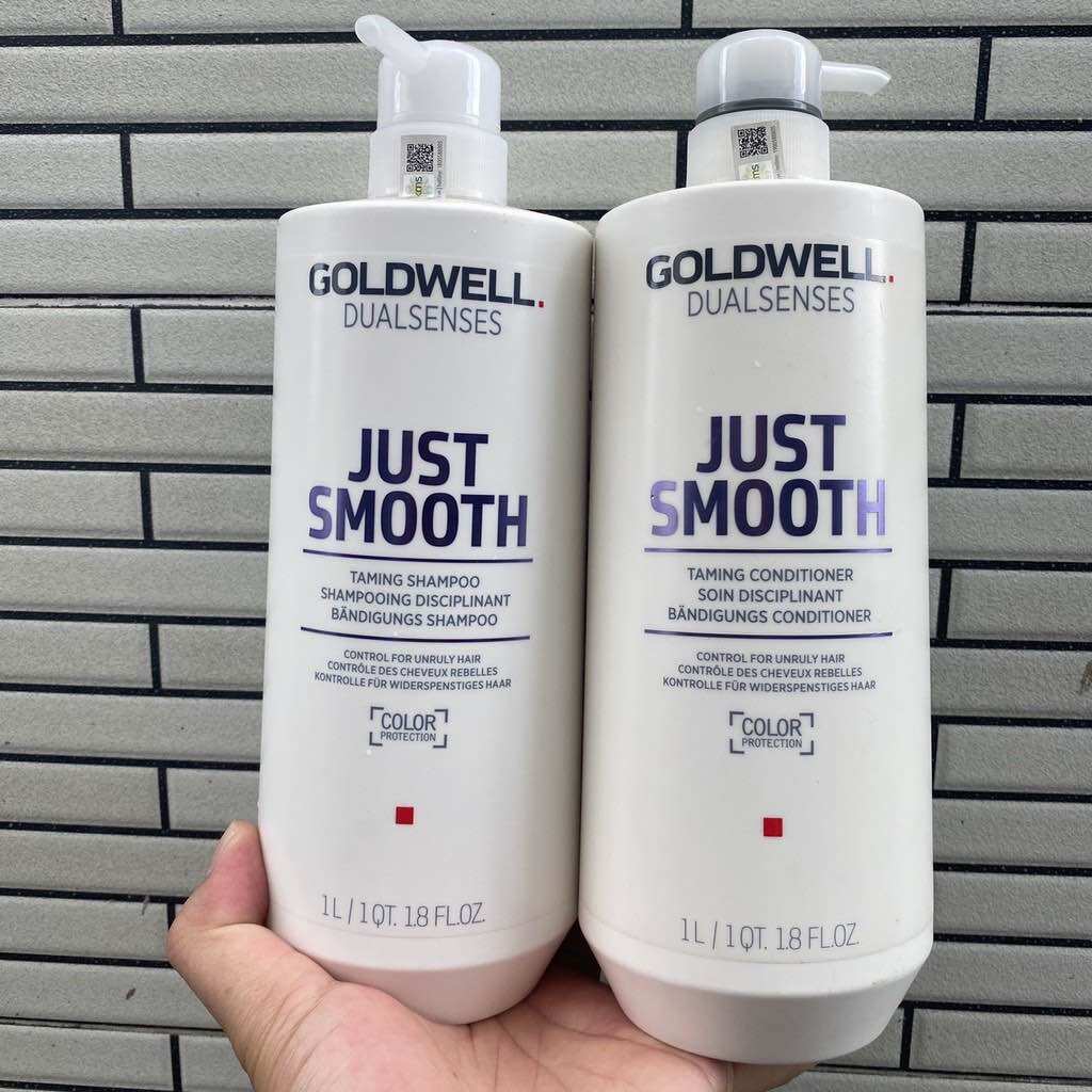 Cặp dầu gội xả chăm sóc tóc suôn mượt Goldwell Just Smooth 1000ml x2