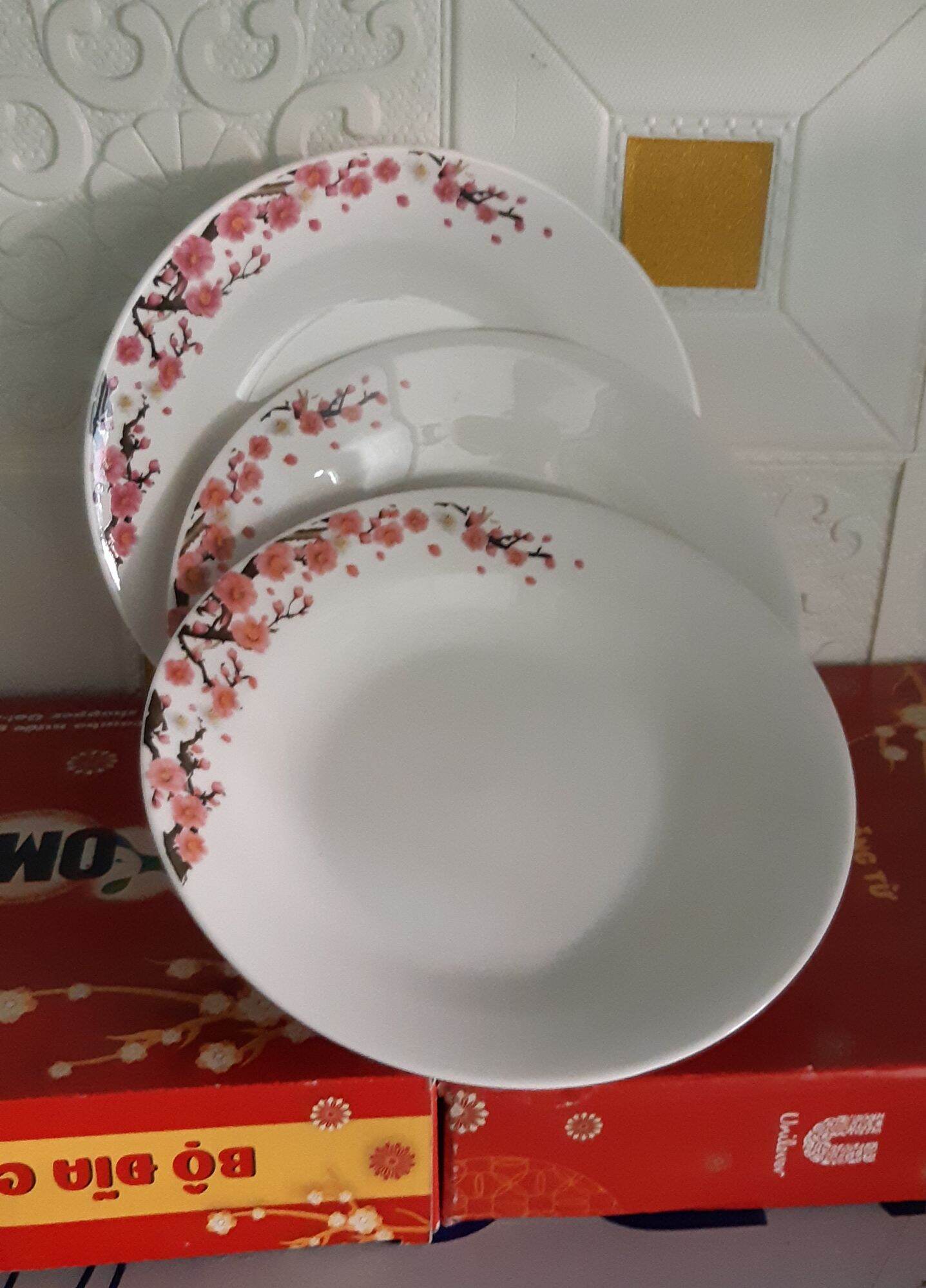 Bộ 3 Đĩa Gốm Tráng Men.