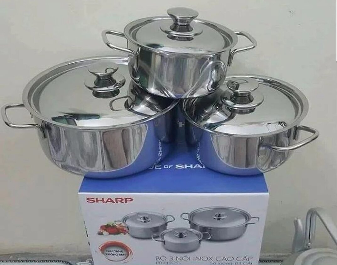 Bộ nồi inox - dùng được bếp từ - hàng km của sharp