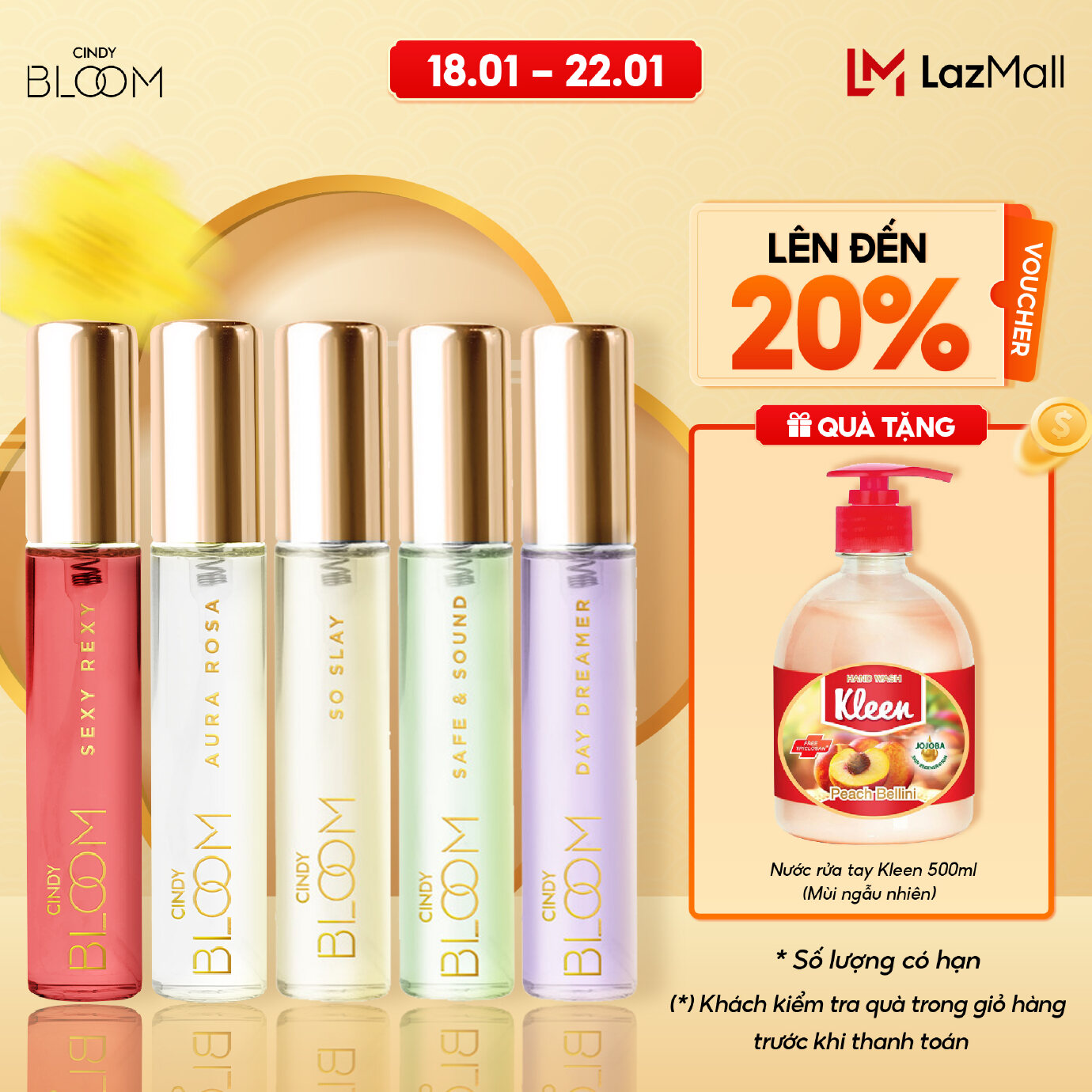 Combo 5 Chai Nước Hoa Nữ Cindy Bloom 10ml/chai: Sexy + Aura + So Slay + Safe & Sound + Dreamer