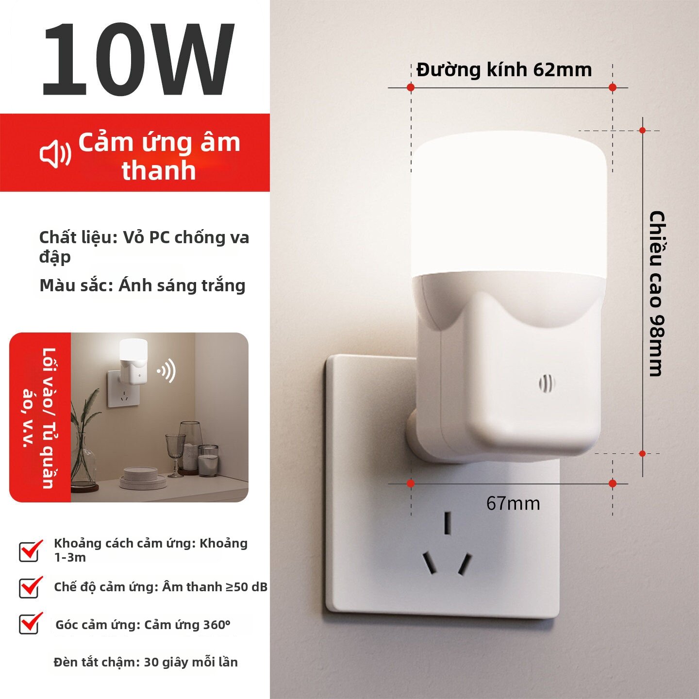 FANYAO | Đèn Đêm Cắm Tường Tự Động Cảm Biến Người
