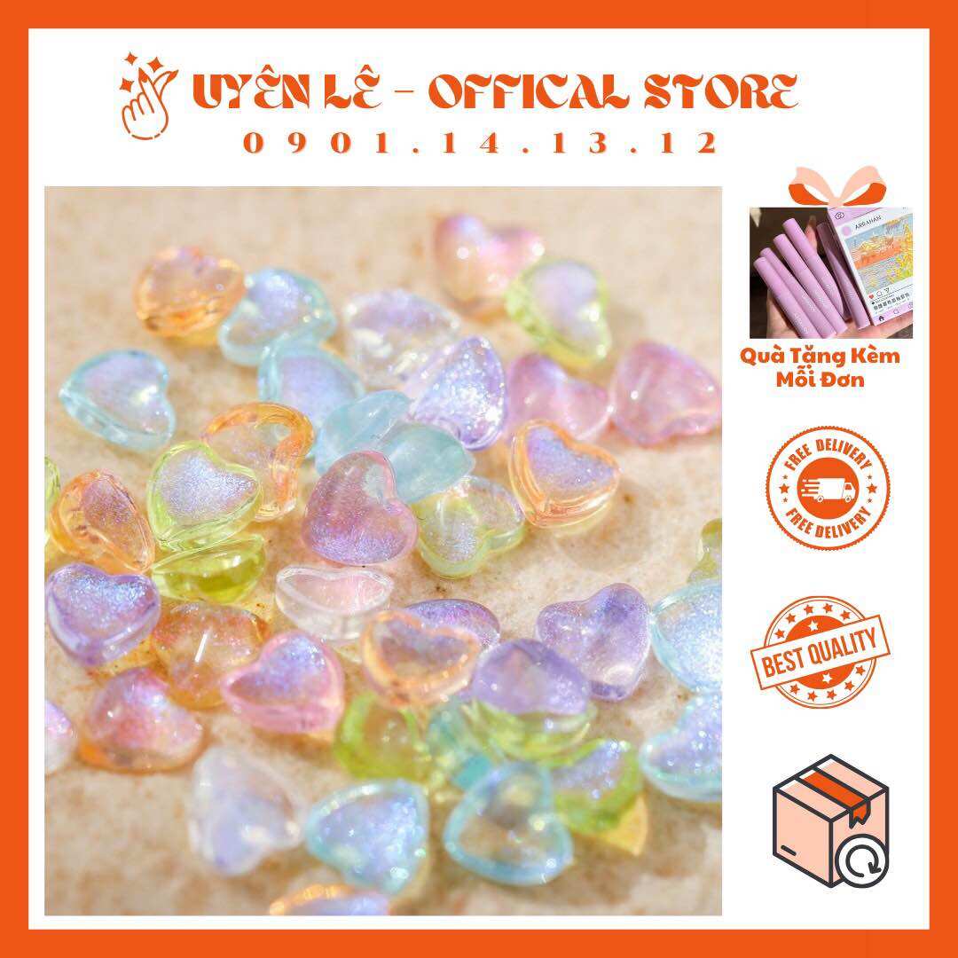 Charm trái tim mix nhiều màu gắn nail