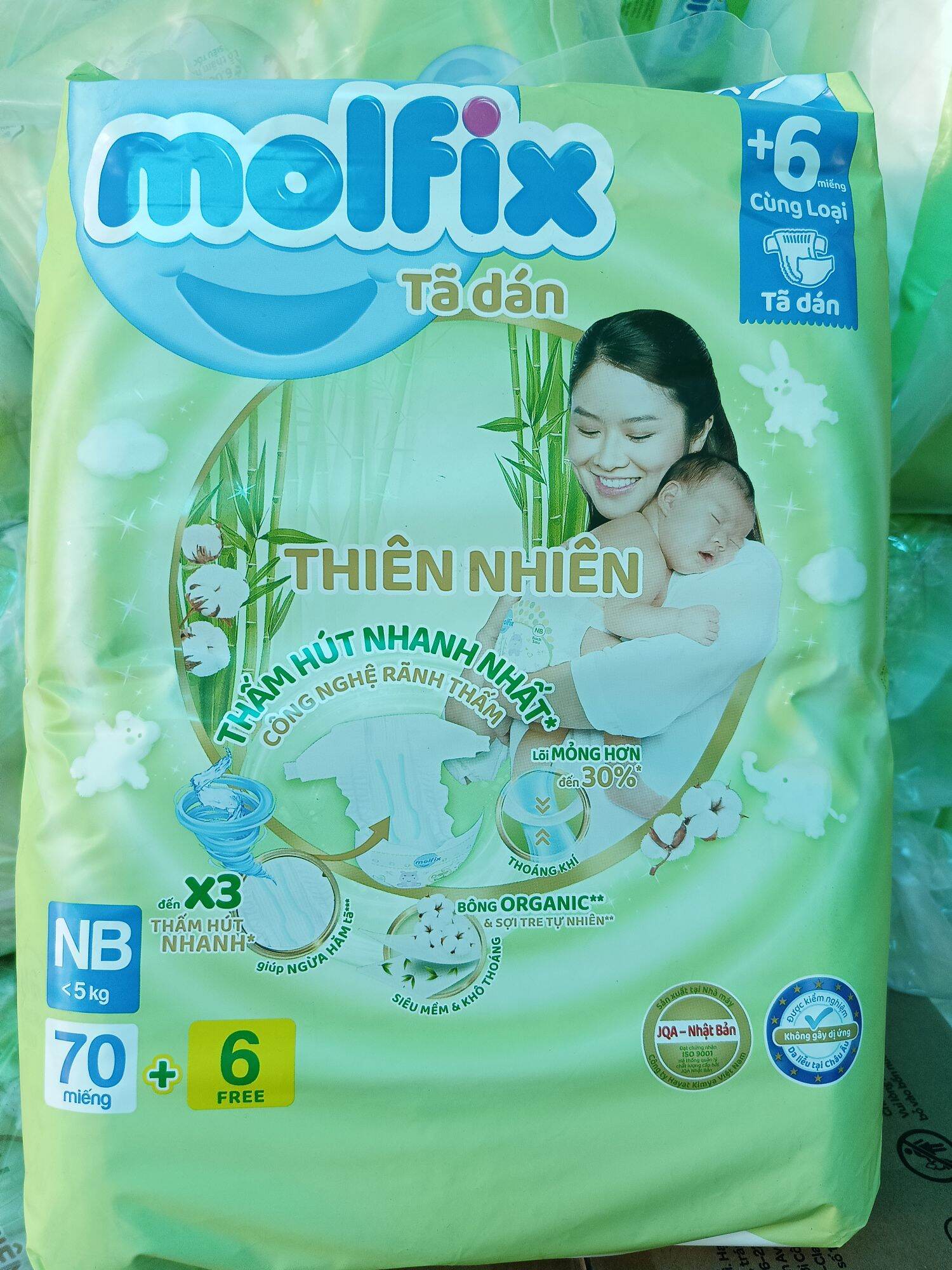 Tã dán sơ sinh Molfix size NB cho bé dưới 5kg 76 miếng