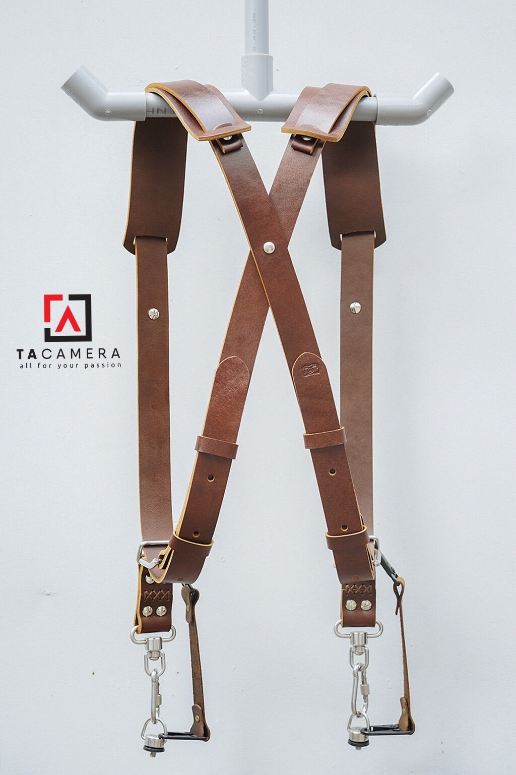 TACamera: Dây Đeo 2 Máy Ảnh Double Strap Da Thật Handmade TA5004