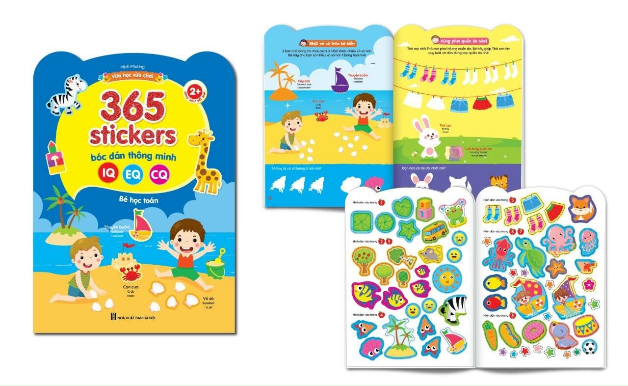 combo 6 tập 365 sticker bóc dán thông minh cho bé