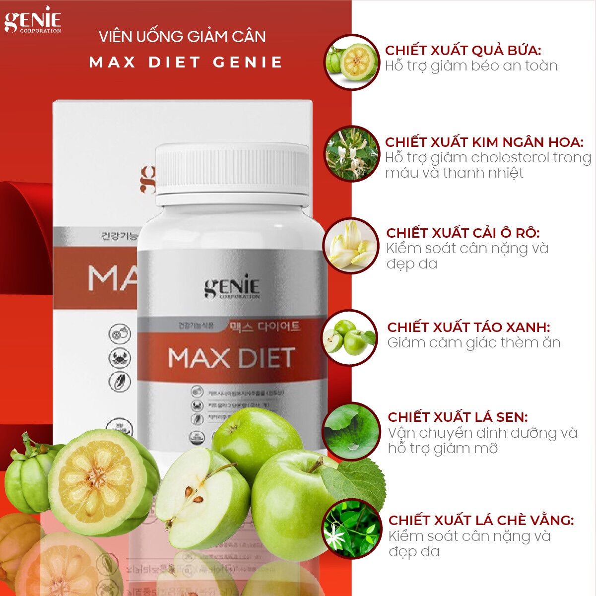 Giảm cân Max Diet Genie hộp 60v