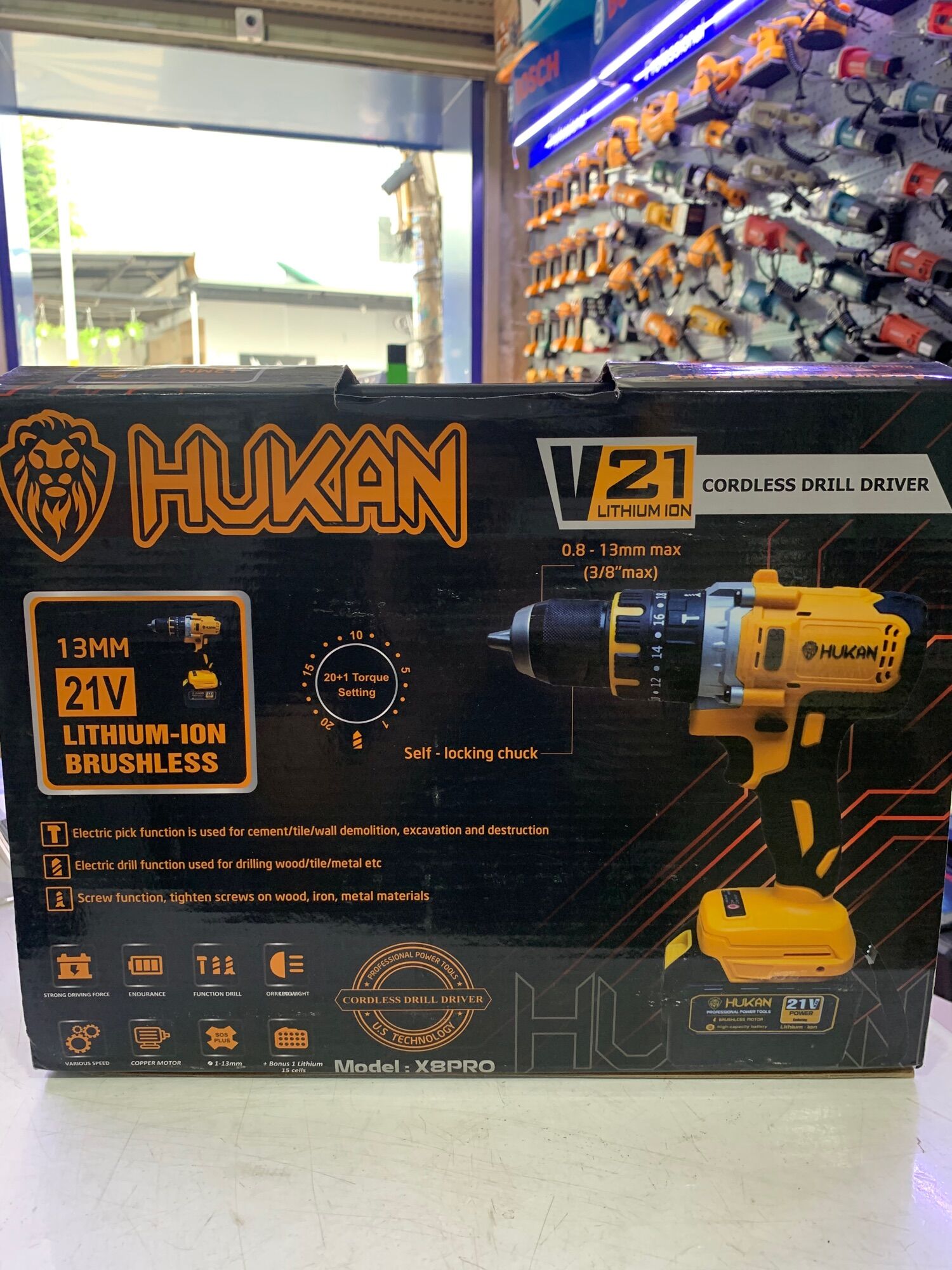 Máy khoan pin-13mm hukan x8pro
