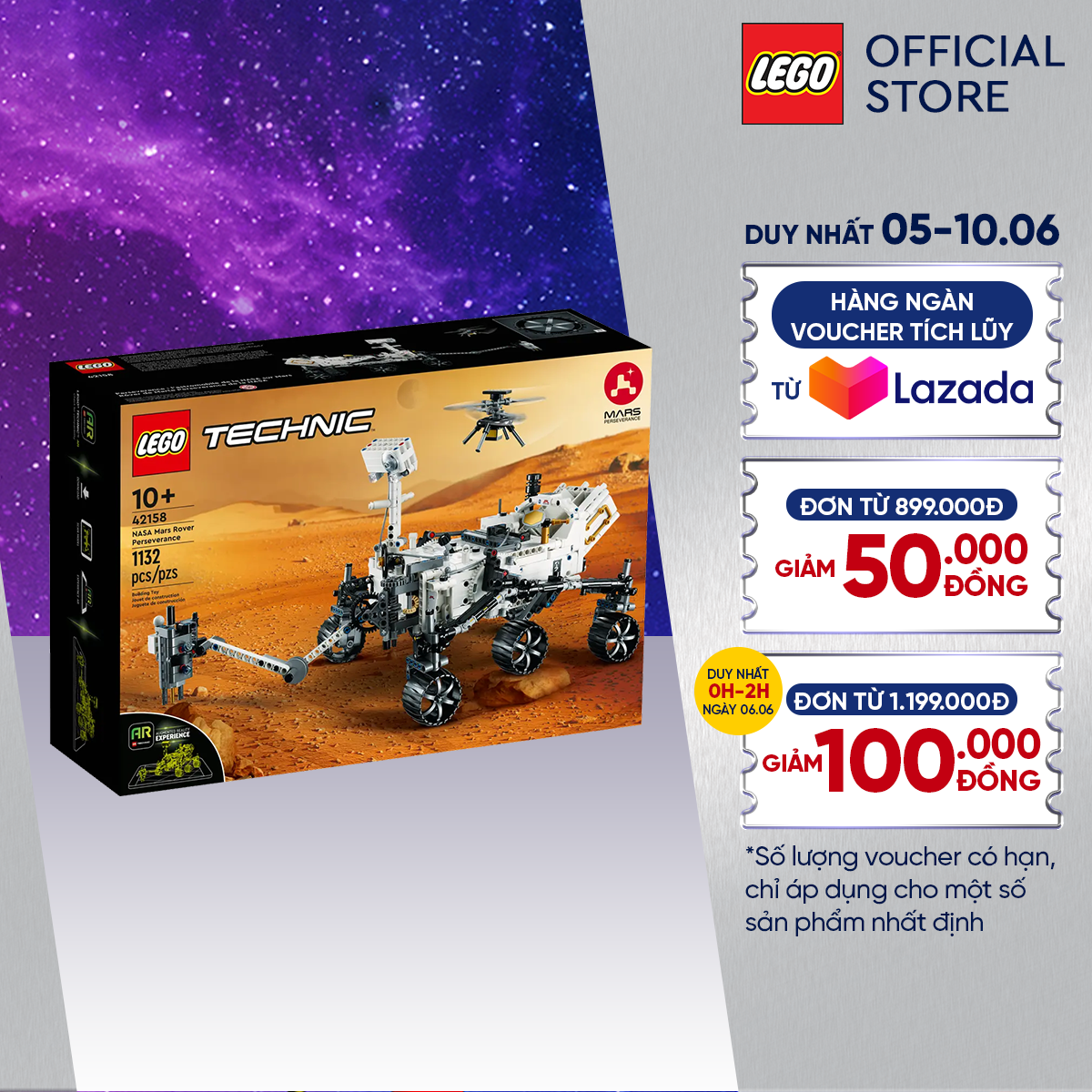 LEGO TECHNIC 42158 Đồ chơi lắp ráp Xe NASA Khám Phá Sao Hỏa (1,132 chi tiết)