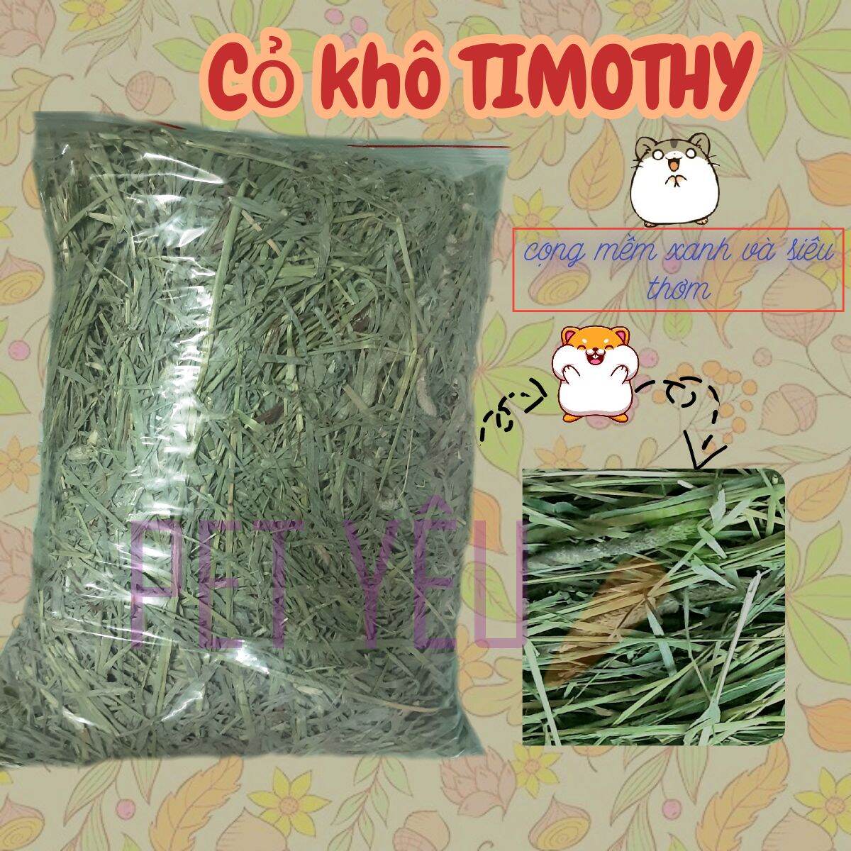 Cỏ timothy (1KG) ❤ Rẻ❤ thức ăn thỏ bọ chinchilla cọng mềm siêu thơm