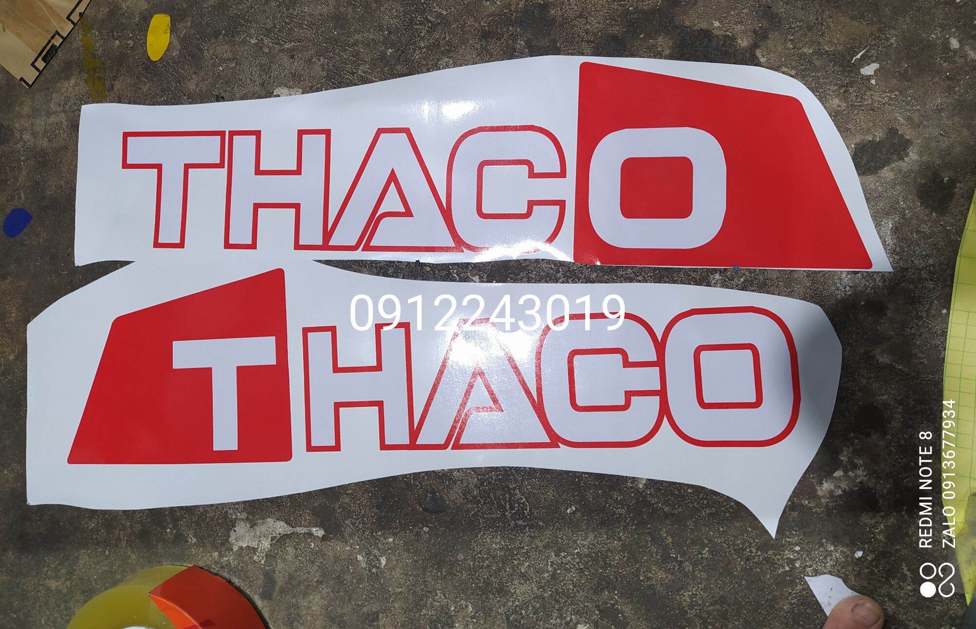 cặp TEM decal chữ thaco dán xe tải ben thaco