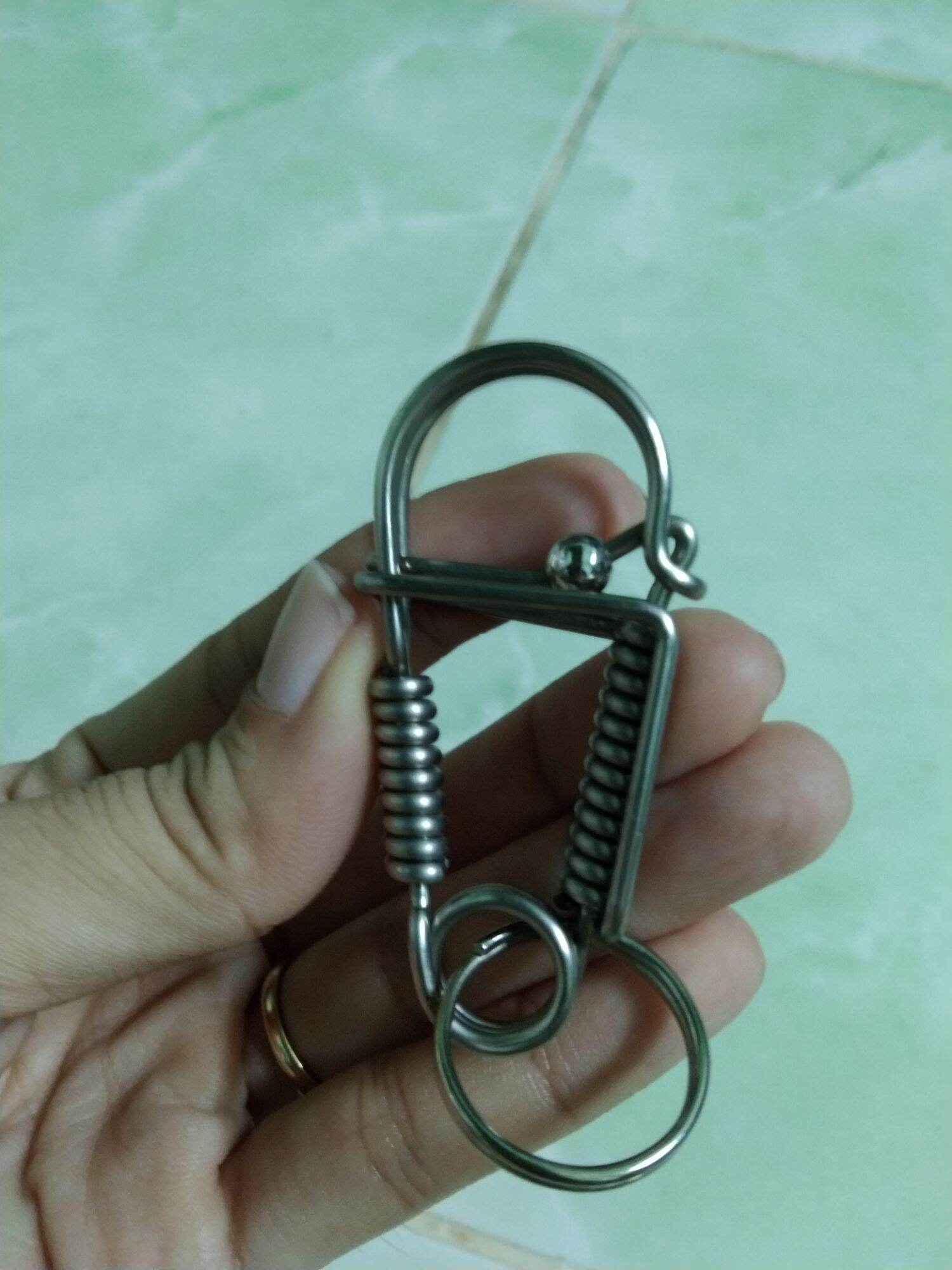 Móc khóa inox phối bi combo 2 cái