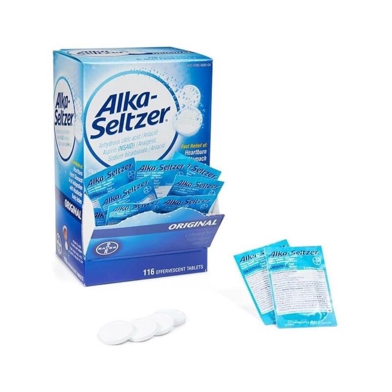 Viên sủi Alka Seltzer Orginal hỗ trợ đau dạ dày, đầy hơi của Mỹ