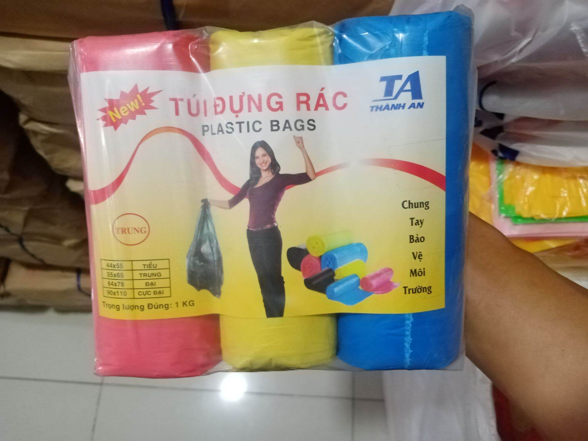 Túi rác cuộn / túi rác không quai ( 1bịch/3 cuộn )