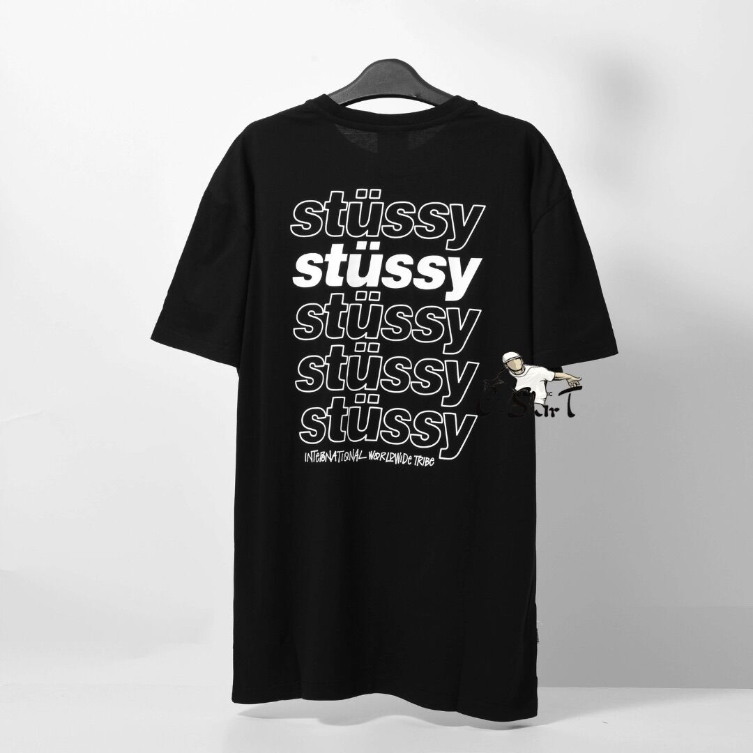 Áo thun tay ngắn cổ tròn STUSSY ITALIC chính hãng áo phông form rộng tay lỡ unisex Stussy nhập khẩu Mỹ