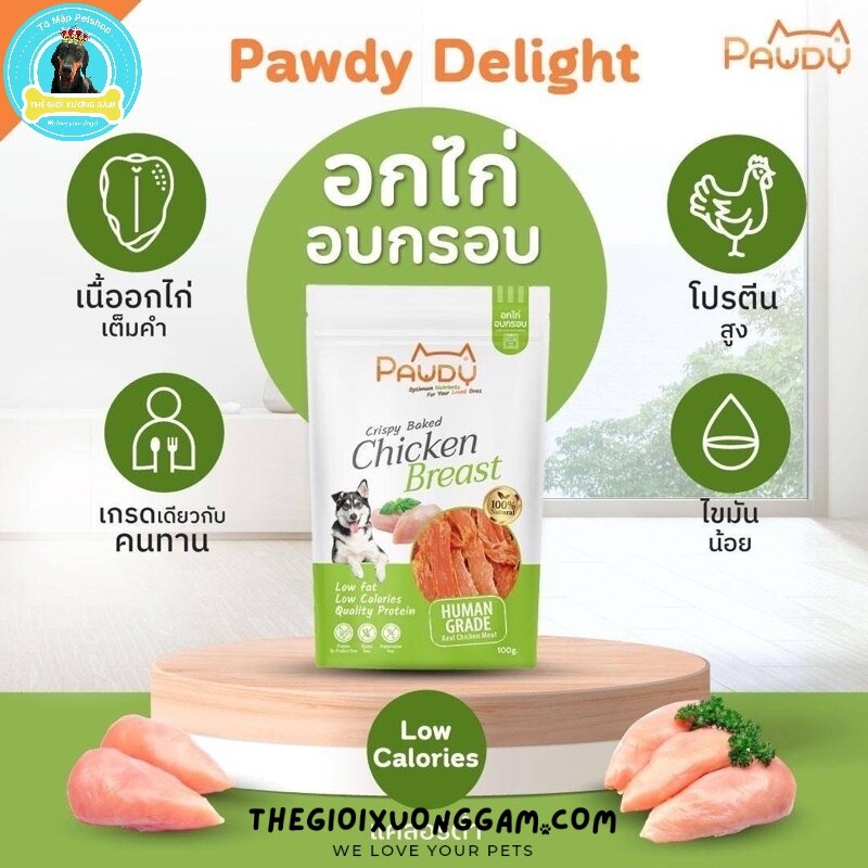 PAWDY ỨC GÀ SẤY MIẾNG GIÒN PREMIUM DELIGHT 100GR