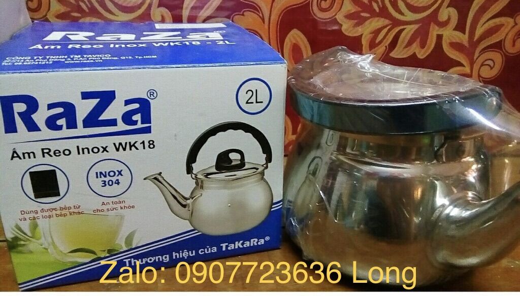 Ấm reo đun nước chính hãng raza inox 304 sử dụng được bếp từ 2l-3l-4l-5l-7l