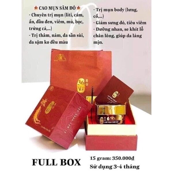 [HCM]Cao mụn sâm đỏ hộp full 15g (chính hãng)