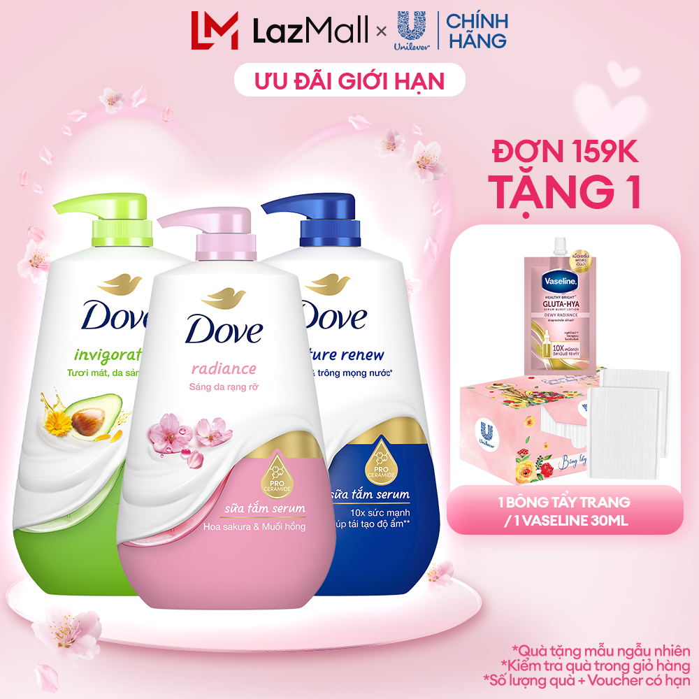 Sữa tắm dưỡng thể Dove Deep Moisture Dưỡng ẩm chuyên sâu với dưỡng chất lợi khuẩn da 900g (bao bì tùy lô nhập hàng)