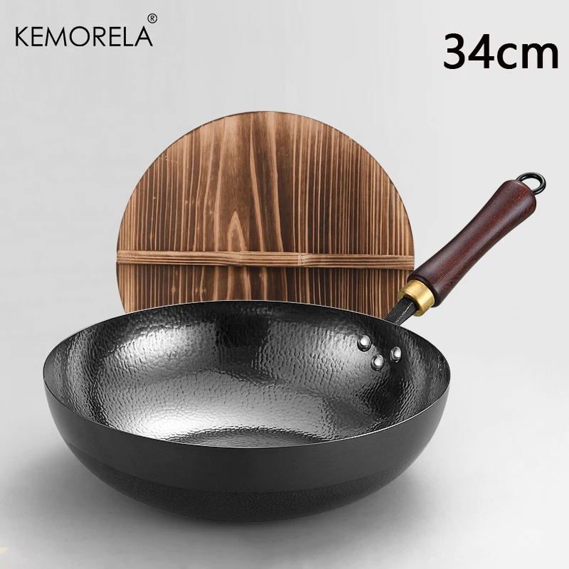 Kemorela 32/34Cm Chảo Sắt Gang Chảo Không Phủ Thân Thiện Với Môi Trường Sử Dụng Chung Chảo Nồi Cho Gas Và Bếp Điện Từ Ce/eu Ciq Chứng Nhận