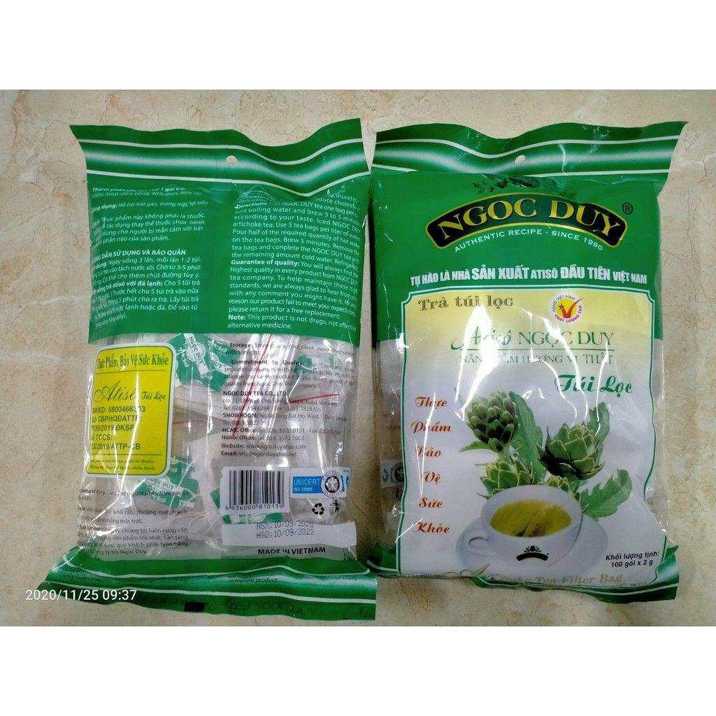 Trà túi lọc atiso Ngọc Duy( loại 100 túi lọc)