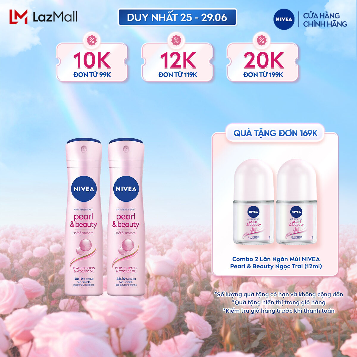 Bộ 2 Xịt Ngăn Mùi NIVEA Pearl & Beauty Ngọc Trai Dưỡng Sáng Da Đẹp Quyến Rũ (150 ml) - 83731x2