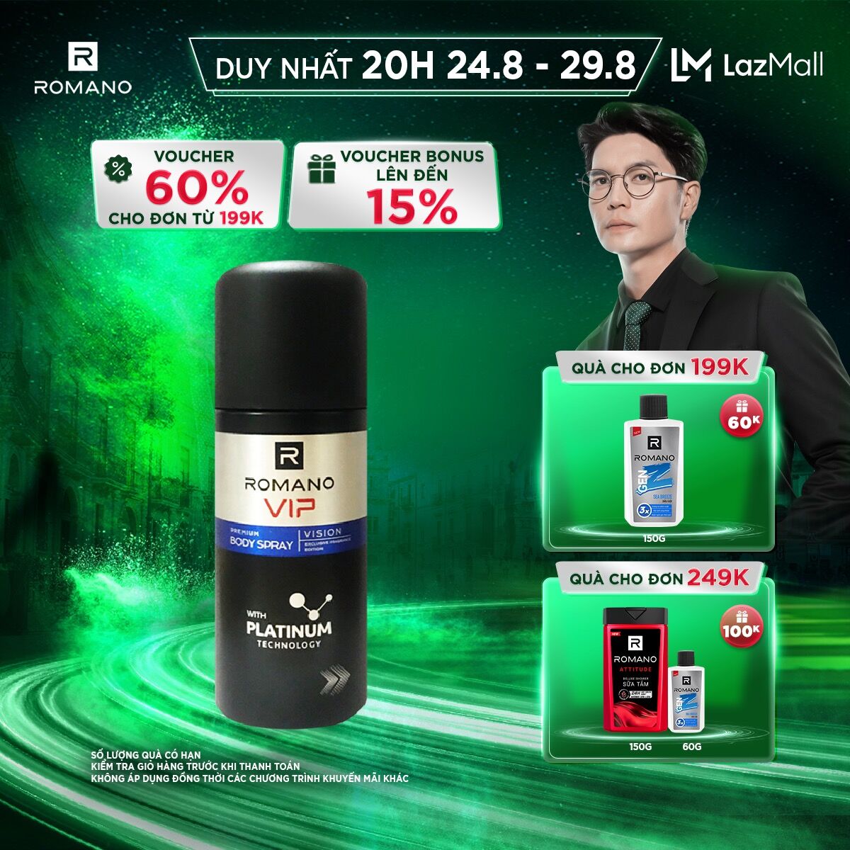 Xịt khử mùi cao cấp Romano VIP Vision sang trọng cuốn hút 150ml